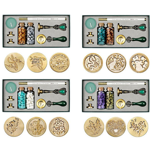 Wax Seal Stamps Box Kit Wedding Invitation Decorative Sealling wax Sellos Dipping Pot Set Stamping Plates Melt Craft Supplies