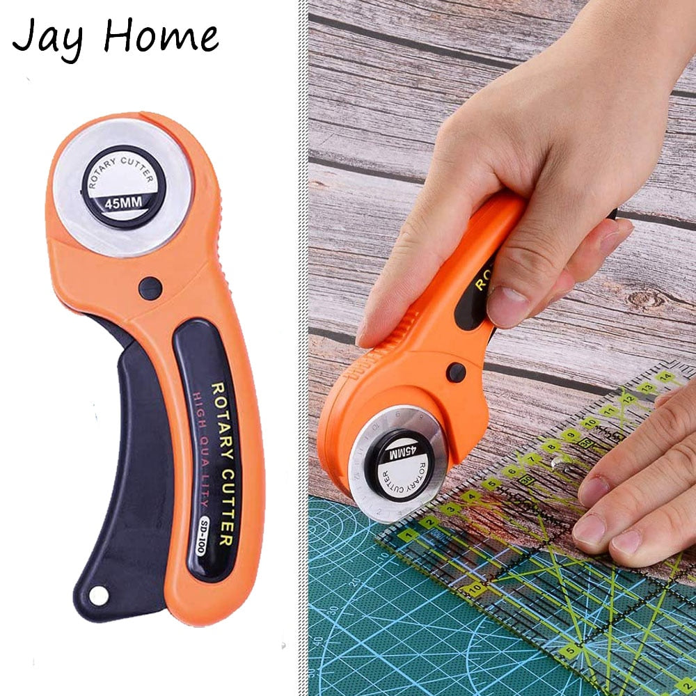 15Pcs 45mm Rotary Cutter Kit & Cutting Mat & Patchwork Ruler & Sewing Clips for Cloths Fabric Leather DIY Sewing Craft