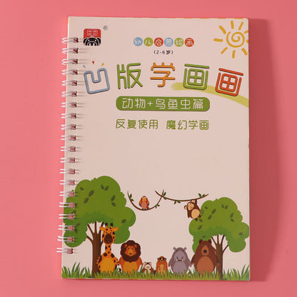 Children's Groove Copybook Toddler Baby Copying Graffiti Hand-Painted Coloring Pencil Sketch Drawing Book Practice Calligraphy